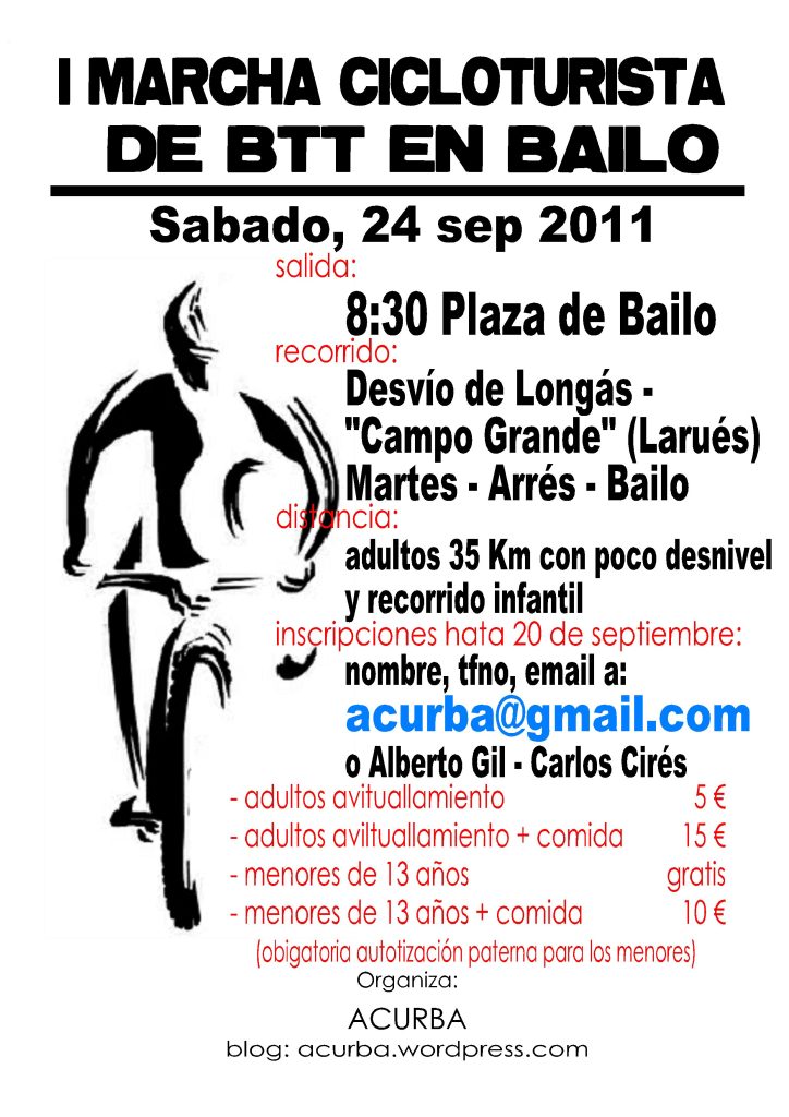 Cartel de la I Marcha cicloturista BTT de Bailo