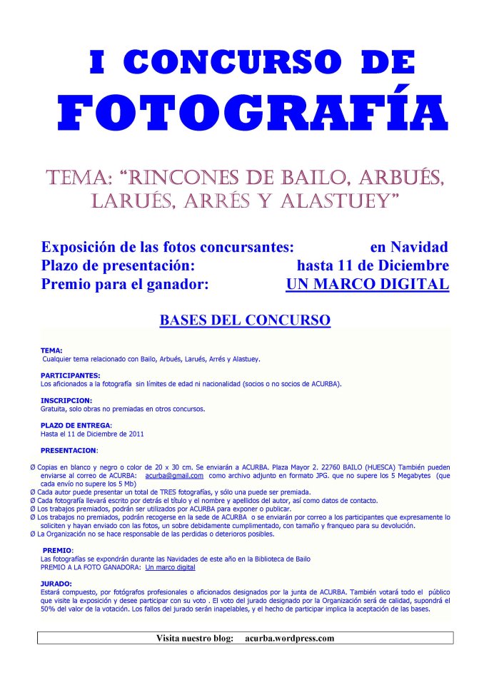 Cartel del I Concurso de fotografía de Bailo
