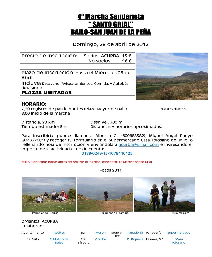 Cartel de la IV Marcha senderista del Santo Grial