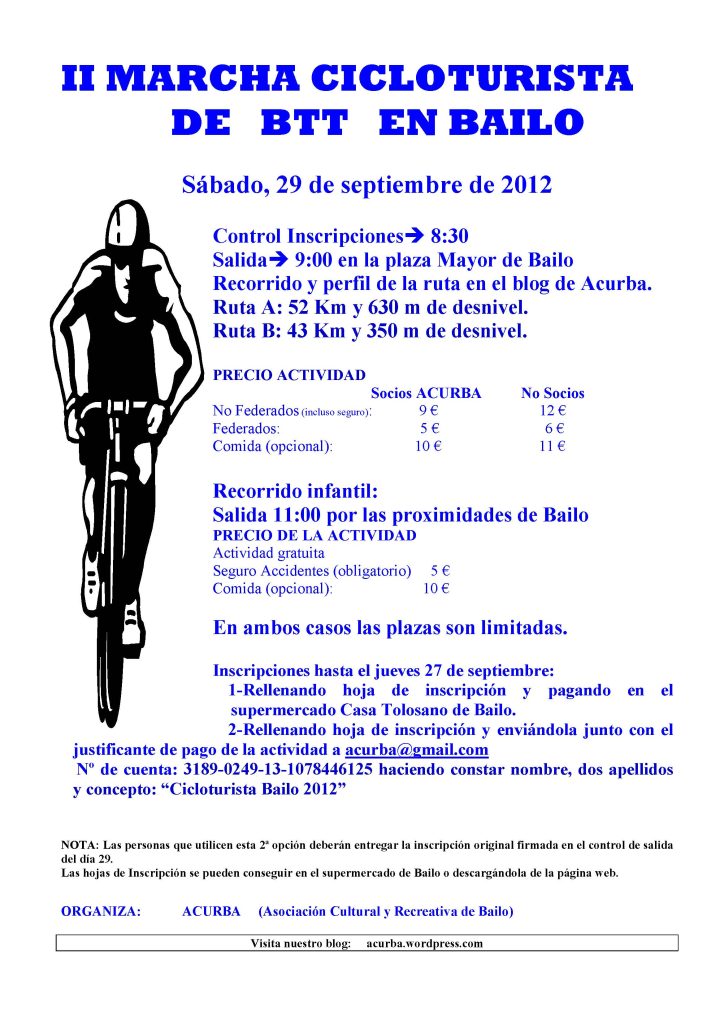 Cartel de la II Marcha cicloturista BTT de Bailo