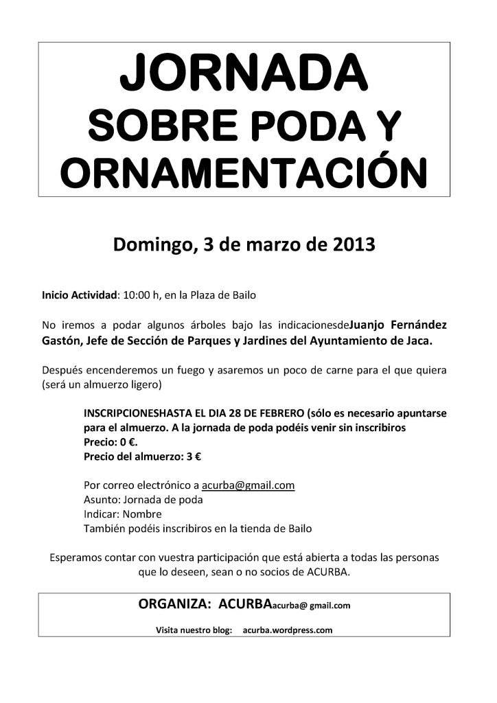 Cartel de la jornada de poda y ornamentación