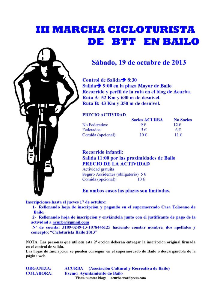 Cartel de la III Marcha cicloturista BTT de Bailo