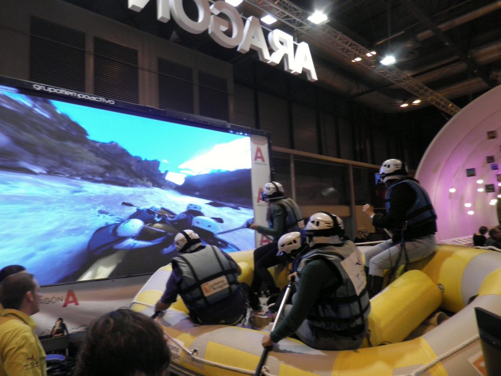 Rafting virtual en el stand de Aragón