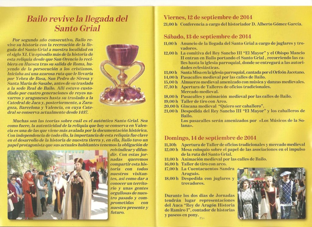 Programa de las II Jornadas del Santo Grial 2014: interior